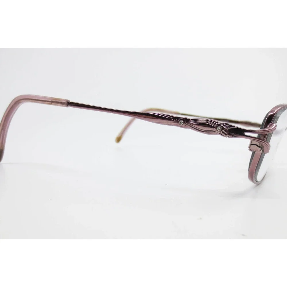 Visage E213 ROS Oval Eyeglasses Rose Pink Metal Frames 53-16-135 Crystal Detail